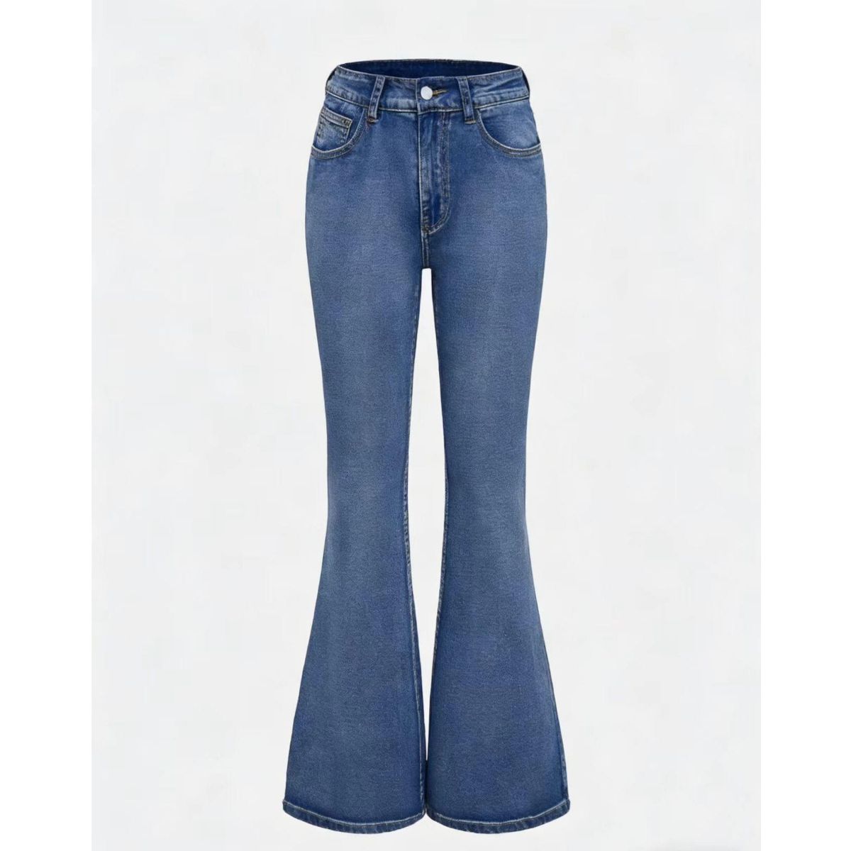 Women's Clothing Women’s High-Waisted Stretch Flared Jeans – Vintage Washed Embroidered Denim Pants For Casual & Streetwear (S-L, Blue)_ecoleips.com