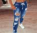 Women's High-Waisted Ripped Skinny Drawstring Pants Elastic Waist Trendy Denim European American Style 2025_ecoleips.com