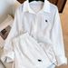 Women's Embroidered Logo Shirt & Shorts Set - Loose Fit Long Sleeve Resort Wear-11_ecoleips.com