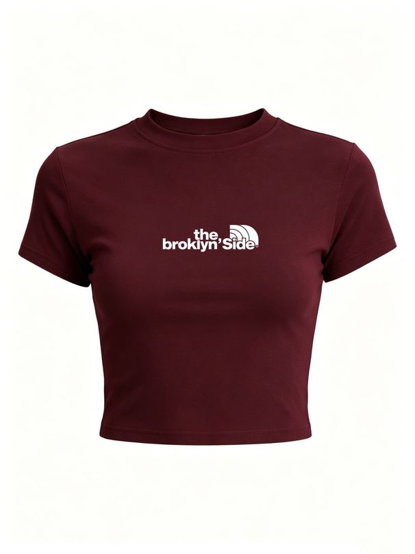 Ladies Retro Short Crop Tee, Fashion Forward Casual Top For Everyday Street Wear_ecoleips.com