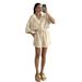Women's Clothing Solid Color Cardigan Long Sleeve Women's Shirt Fashion Casual Shorts Suit_ecoleips.com