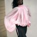 Women’s High-Neck Blouse With Lantern Sleeves – Sheer Crinkle Texture & Boho Chic Style_ecoleips.com