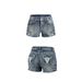 Women's Western Style Skull Embroidered Denim Shorts Slimming Hot Pants Washed Edges Cross Border in Stock_ecoleips.com