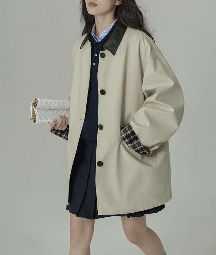 HAVERICE Restaurant Spring Rilai Xin Color Contrasting High End New Style Small Laisel Windbreaker Coat For Women_ecoleips.com