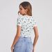 Voya Women's Square Neck Casual Style Short Sleeved Floral T-shirt Summer New Print Design Slim Fit Top_ecoleips.com