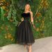 Women's Clothing Feather Sling Mesh Evening Dress_ecoleips.com