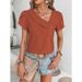 Cross-border 2025 Spring/Summer European And American Women's Clothing Casual Slim Fit Knitted Short Sleeve_ecoleips.com