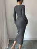 K Dress With Waist Cinching, Mid Length, Hip Hugging Design, And A Tight Knit Dress With A Base Underneath_ecoleips.com