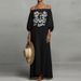 2026 Sexy One Shoulder Linen Long Dress Spring Casual Long Sleeves Loose Holiday Dress Summer Fashion Print Draped Party Dress_ecoleips.com