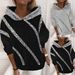 Trendy Oversized Hoodie Women's Pullover With Sparkle Applique - Streetwear Casual Comfort Fit In Black & Grey (S-3xl)_ecoleips.com