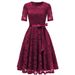 Women's Slim Fit Elegant Bow Dress Lace European American Style Spring Summer Fashion Cross Border Design_ecoleips.com