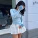 Women's Slim Fit Long Sleeve T-Shirt European American Style Flower 3D Design Solid Color Temperament Top For Spring Autumn_ecoleips.com