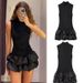 Women's Clothing High Neck Sleeveless Lace Patchwork Dress Slim Fit Short Fashionable Design For Spring/Autumn Summer_ecoleips.com