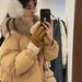 girl Champs Elysées Song Large Fur Collar Mid-Length Down Cotton Jacket For Women New Hooded Thickened Northeast Life-Saving_ecoleips.com