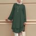 Women's Clothing Spring And Autumn Two Layer Design Shirt Round Neck Solid Color Elegant Holiday Party Top Turkish Robe_ecoleips.com