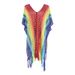 Women's Clothing New Rainbow Colored Hollow Beach Cover Up Bikini Cover Up Swimsuit Sunscreen Clothing For Seaside Vacation_ecoleips.com