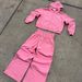 Women's Clothing Unisex Streetwear Letter Print Hoodie & Pants Set - Trendy Zip-Up Pullover With Matching Joggers (Pink, S-XXXL)_ecoleips.com