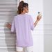 Women's Casual round Neck T-Shirt Purple Short Sleeve Loose Print Sporty Simple Top_ecoleips.com