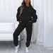 Women's Urban Leisure Long Sleeve Sweater Suit Solid Color Hooded Pullover Trousers Set European And American Style Spring Autumn_ecoleips.com