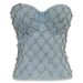 Women's Clothing Diamond Beaded Denim Top Strapless Vest Lace Up Shaping Slimming Zipper Top Women_ecoleips.com