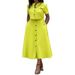 Women's Solid Color Commuter Style Pant Set Single Breasted Long Skirt Spring New Arrival European And American Clothing Short Sleeved 2026_ecoleips.com