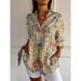 Women's Clothing Women's Casual Shirt Spring Collection Mid Sleeve Collared Creative Retro Floral Print Top For Women_ecoleips.com