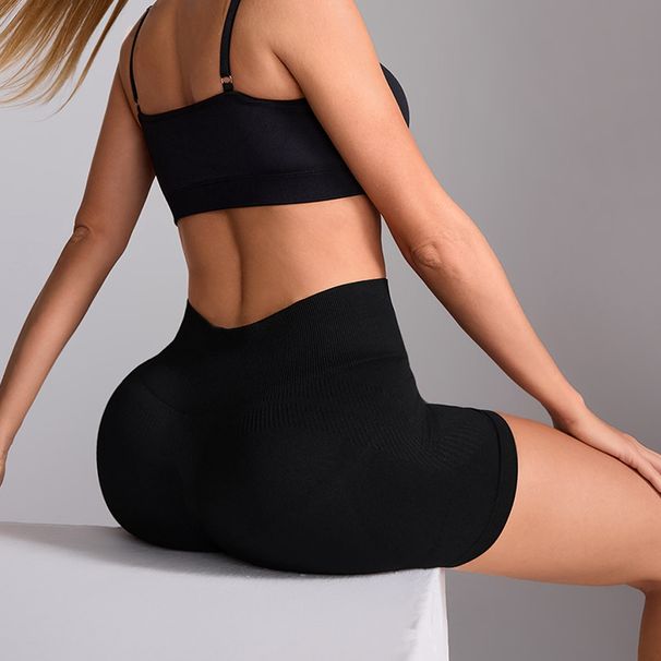 New European And American Style Ribbed Yoga Shorts, Butt-lifting, No Awkward Lines, Cycling Sports Fitness Pants, Solid_ecoleips.com