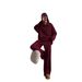 Streetwear Zip-Up Turtleneck & Wide-Leg Pants Set - Oversized Knit Cozy Two-Piece (Red/Khaki, EU Sizing)_ecoleips.com