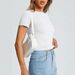Summer Slim Fit Women's T-Shirt European American Style Pullover High Grade Milk Silk round Neck Hot Girl Outer Wear Fashion Top_ecoleips.com