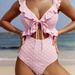 Women’s Floral Lace Trim One-Piece Swimsuit – Modest Cut With Elegant Peekaboo Details | Soft Padded Cups | S/M/L/XL_ecoleips.com