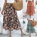 Floral Ruffle Hem Midi Skirt For Women, Boho Chic Spring Summer Beach Maxi Skirt With Elastic Waist, A-Line Flowy Casual Dress_ecoleips.com