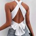 Voya Women's Spring And Summer Hot Selling New Simple And Sexy Cross T-shirt Backless Design Sense Short Top_ecoleips.com