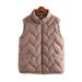Women's Korean-style Vest, Warm Loose-fitting, With A Stand-up Collar, Simple Design, Suitable For Autumn And Winter,_ecoleips.com