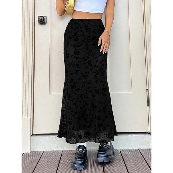 Women's Floral Print Mermaid Hem High Waist Bodycon Midi Skirt – Casual Fall Dressy Skirt 2026_ecoleips.com