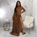 Sexy Leopard Print Mesh Long-Sleeve Dress With High Slit – Clubwear & Night Out Outfit For Women (S-XXL, Custom Designs Available)_ecoleips.com
