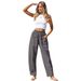 Women's Cotton Linen Casual Pants Elastic Waist Banana Style Work Baggy Trousers European American Fashion Vacation Wear_ecoleips.com