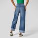 2025 Spring New European and American Cross border Fashion High waist Trousers Hem Straight Jeans Women's Casual Wide leg Pants_ecoleips.com