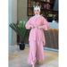 Verve 2025 Muslim Autumn Comfortable Casual Waist-Cinching Batwing Long Sleeve Solid Color Set_ecoleips.com