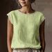 Women's Retro Lace Trimmed Sleeveless Top, Breathable Linen-Blend Round Neck Blouse For Casual Wear_ecoleips.com