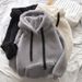 Women’s Clothing lamb wool sweater women autumn and winter ins waitmore hooded plus velvet thick loose coat_ecoleips.com