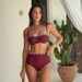 Burgundy Strapless Bikini Two Piece Swimsuit Set American Style For Women New Design_ecoleips.com