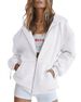 Zipper Sweater Women's Fleece Solid Color Cardigan Hooded Sweater Autumn And Winter Fleece Casual Jacket_ecoleips.com
