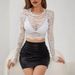 Women's Clothing New Sexy Single Layer Lace Long Sleeved Short Pullover Slim Fit T Shirt Top_ecoleips.com