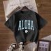 Women's Casual Round Neck Short Sleeve T-Shirt Multi-Color American Style Simple Fashionable Sports Top Solid Printed Loose Fit_ecoleips.com