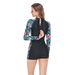 Women's Clothing Swimsuit - Full Coverage With Back Zipper | UPF 50+ Modest Swimwear For Beach & Pool (Black/Blue, S-XL) | Quick Dry Fabric_ecoleips.com