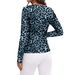 Leopard Print Button-Down T-Shirt - Stretch Polyester Slim Fit Long Sleeve Top For Women, Streetwear & Casual Chic (Blue/Brown, S-XXL)_ecoleips.com