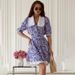 TARUXY Fashion Floralshort Sleeves Dress Women Summer New Lapel Buttons Printed High-Waisted Short Dress Female Leisure Dress_ecoleips.com