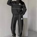 Women's Fashionable Lapel Zipper Polo Shirt Set Solid Color Autumn Sweatshirt_ecoleips.com