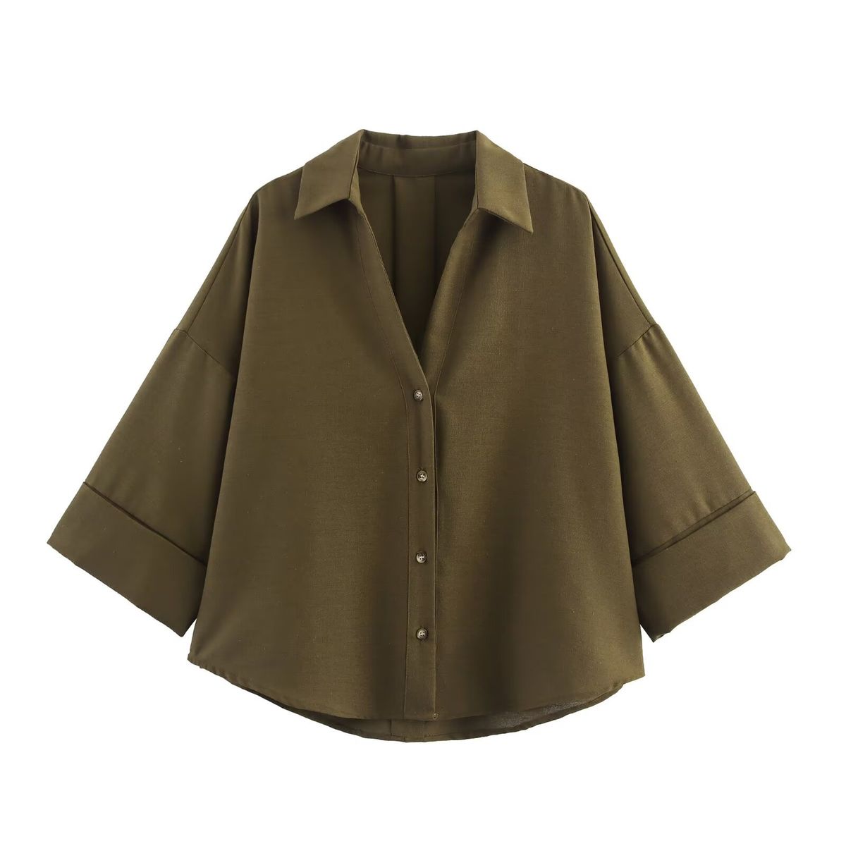 Women's Clothing Linen Blend Shirt Wide Sleeve Comfortable Stylish Elegant Versatile_ecoleips.com