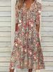 2023 New European And American Style Printed Summer V-neck Casual Vacation Pocket Dress Home Wear For Women_ecoleips.com
